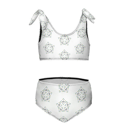 Girls' Geometric Star Tie-Shoulder Sports Swimsuit