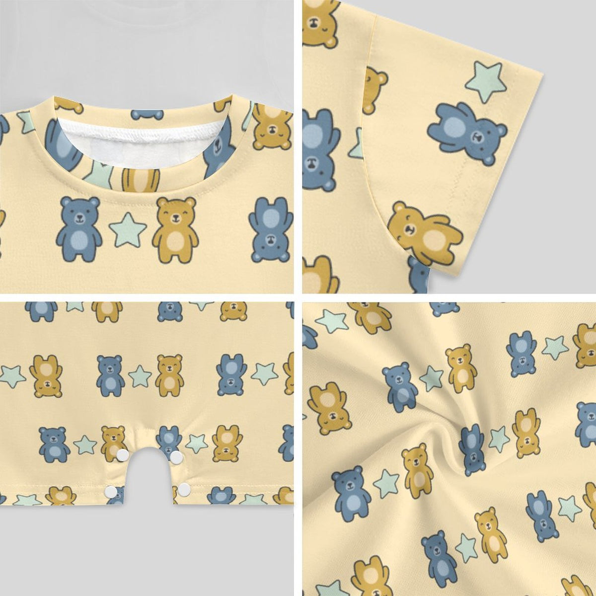 Cute Baby Short Sleeve Bear Print Romper