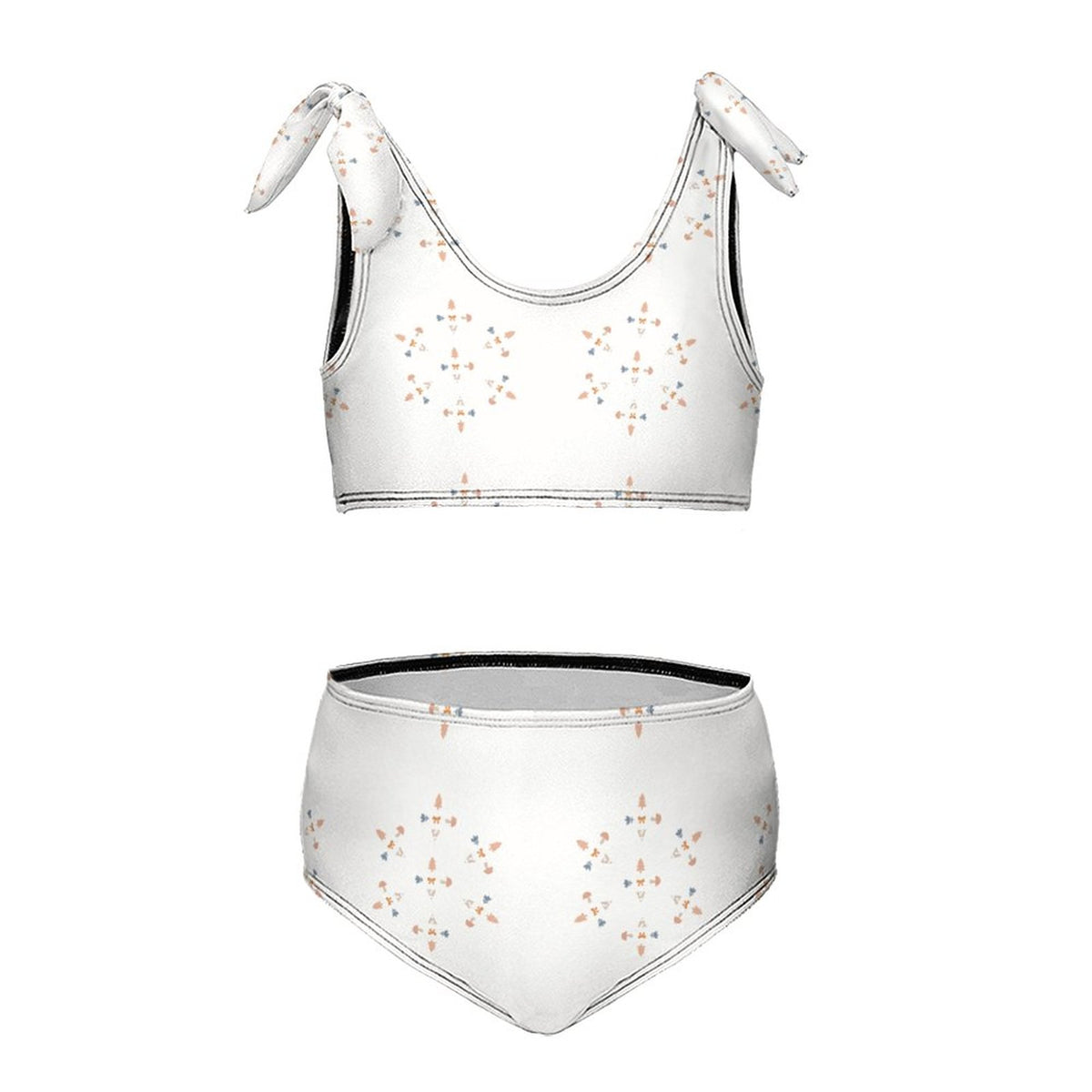 Girls' Geometric Print Tie-Strap Beach Sports Swimsuit