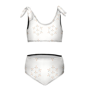 Girls' Geometric Print Tie-Strap Beach Sports Swimsuit