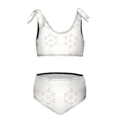 Girls' Geometric Print Tie-Strap Beach Sports Swimsuit