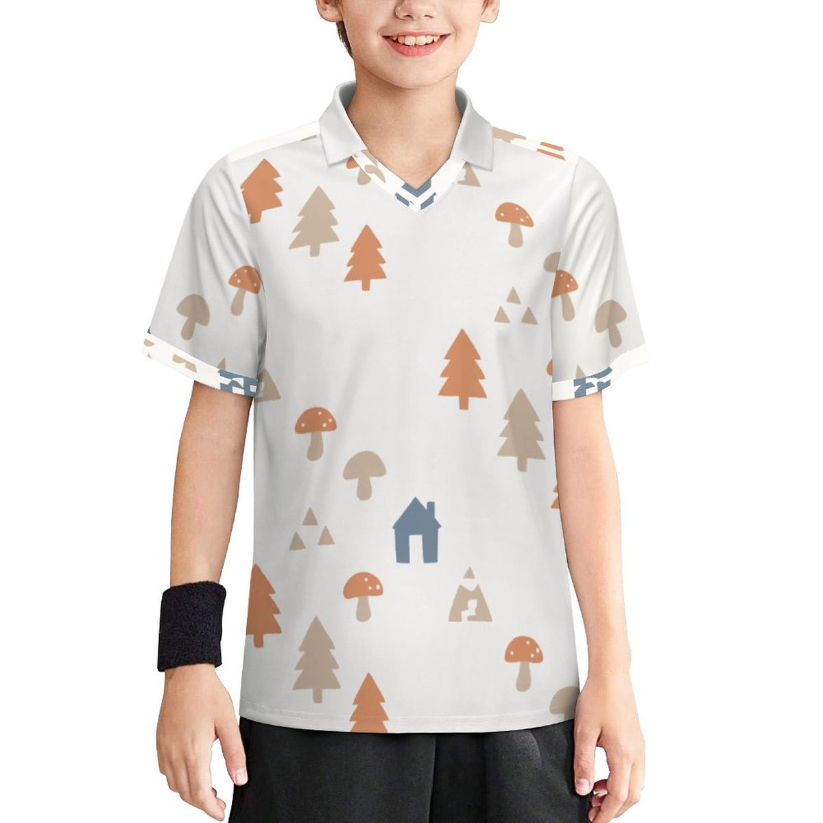 160GSM White Forest Pattern Kids' Soccer Jersey