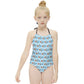 Outer Space Rocket Halter One-Piece Girls Swimsuit
