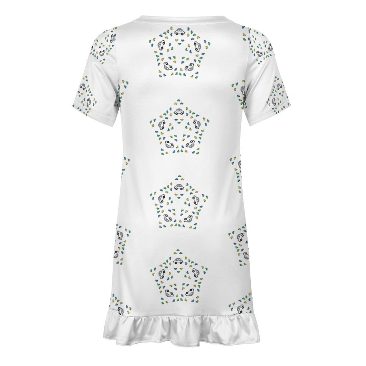 Girls' Geometric Star Ruffle Hem Short Sleeve Dress