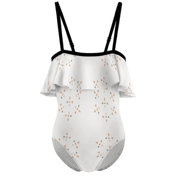 Girls' Geometric Print Contrast Strap Swimsuit