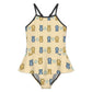 Girls Bear Print Strappy Swimsuit