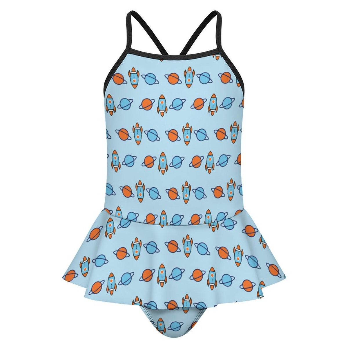 Custom Girls Ruffle Strap Swimsuit | All-Over Print