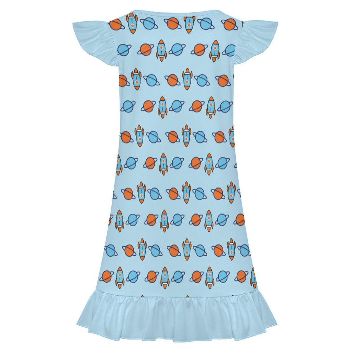 200gsm Girls Ruffle Nightgown | Custom All-Over Print