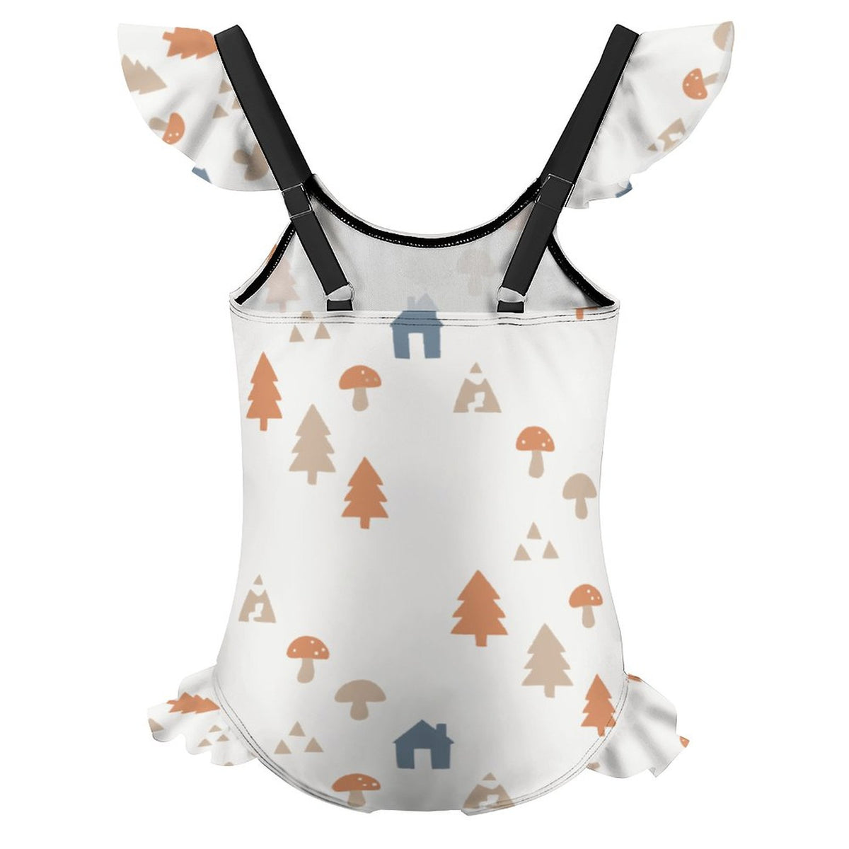 Girls' White Woodland Print Ruffle Leg Swimsuit