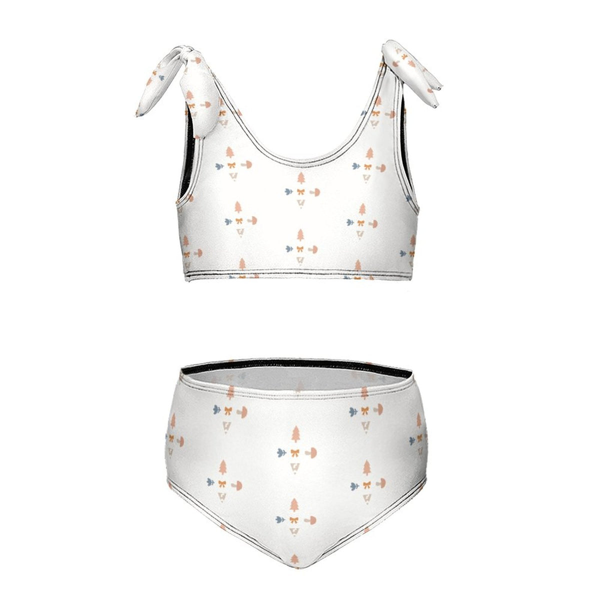Girls' Geometric Print Tie-Shoulder 2-Piece Swimsuit