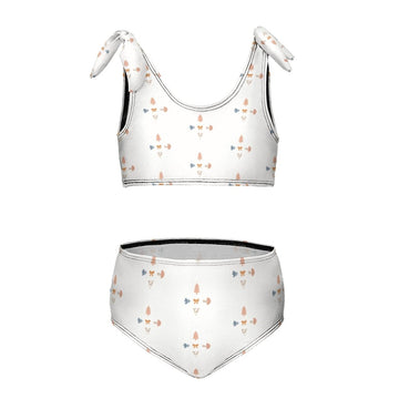 Girls' Geometric Print Tie-Shoulder 2-Piece Swimsuit