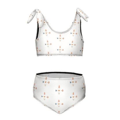 Girls' Geometric Print Tie-Shoulder 2-Piece Swimsuit