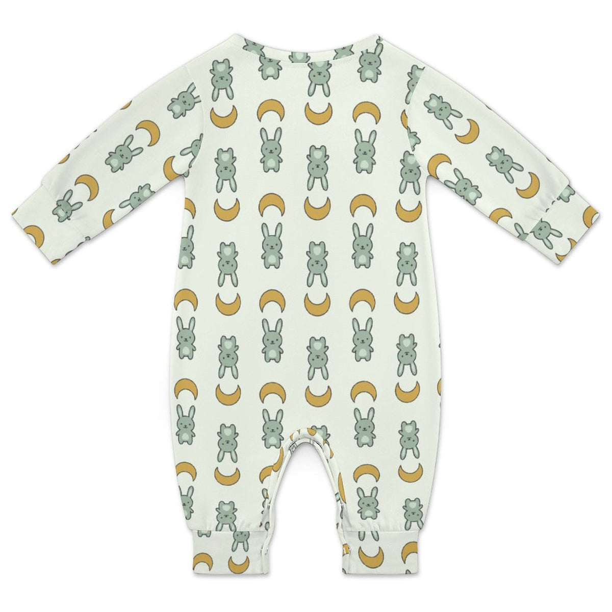 Cute Baby Bunny & Moon Long Sleeve Romper