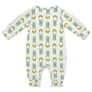 Cute Baby Bunny & Moon Long Sleeve Romper