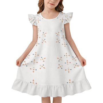 200GSM White Geometric Patterned Girls' Nightgown