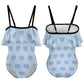 Girls' Blue Elephant Print Off-Shoulder Swimsuit