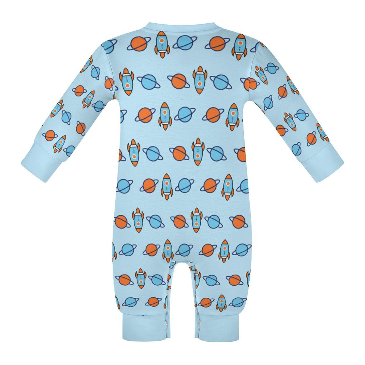 Outer Space Rocket Long Sleeve Baby Romper | 180gsm