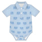 Baby Blue Elephant Print Polo Romper (200GSM)