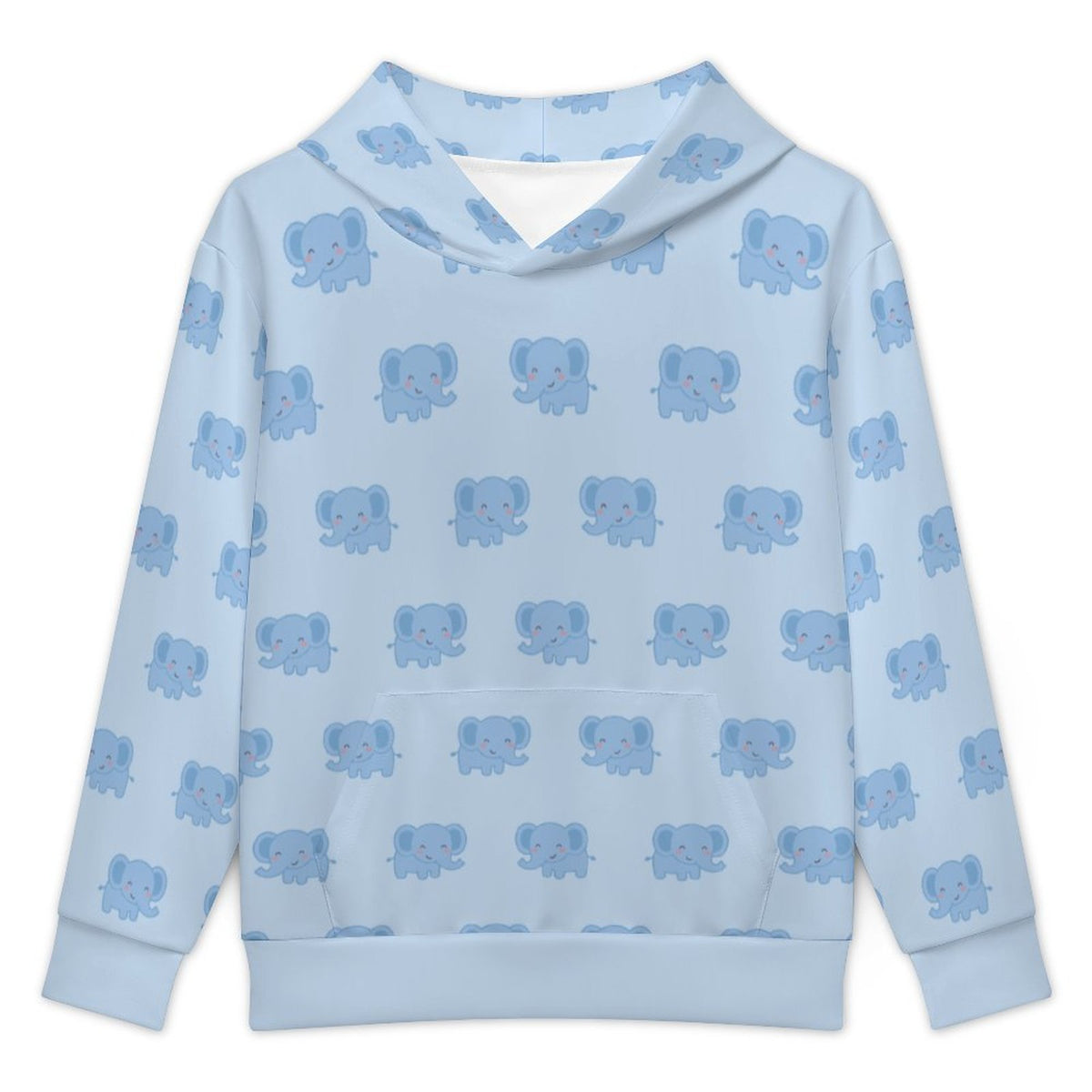 Kids' Light Blue Elephant Pattern Hoodie Sweatshirt
