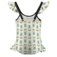 Cute Bunny & Moon Ruffle Strap Girls Swimsuit | AOP