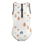 Girls' White Woodland High Neck Zip Swimsuit