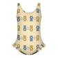 Girls Cute Bear Print Ruffled One-Piece Swimsuit