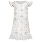 Girls' White Patterned Short Sleeve Sleepwear Dress