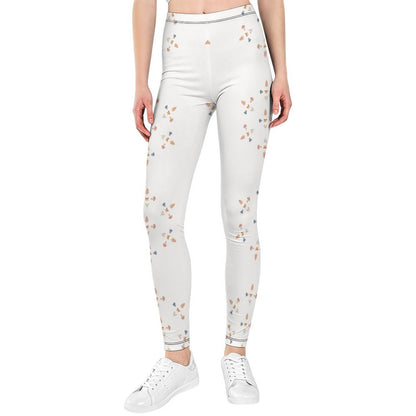 Girls' White Geometric Print Activewear Leggings