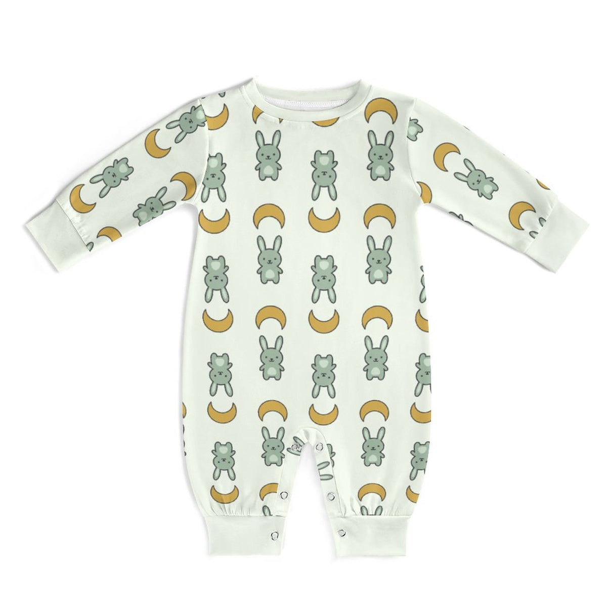 Cute Bunny Pattern Long Sleeve Baby Romper | Custom AOP