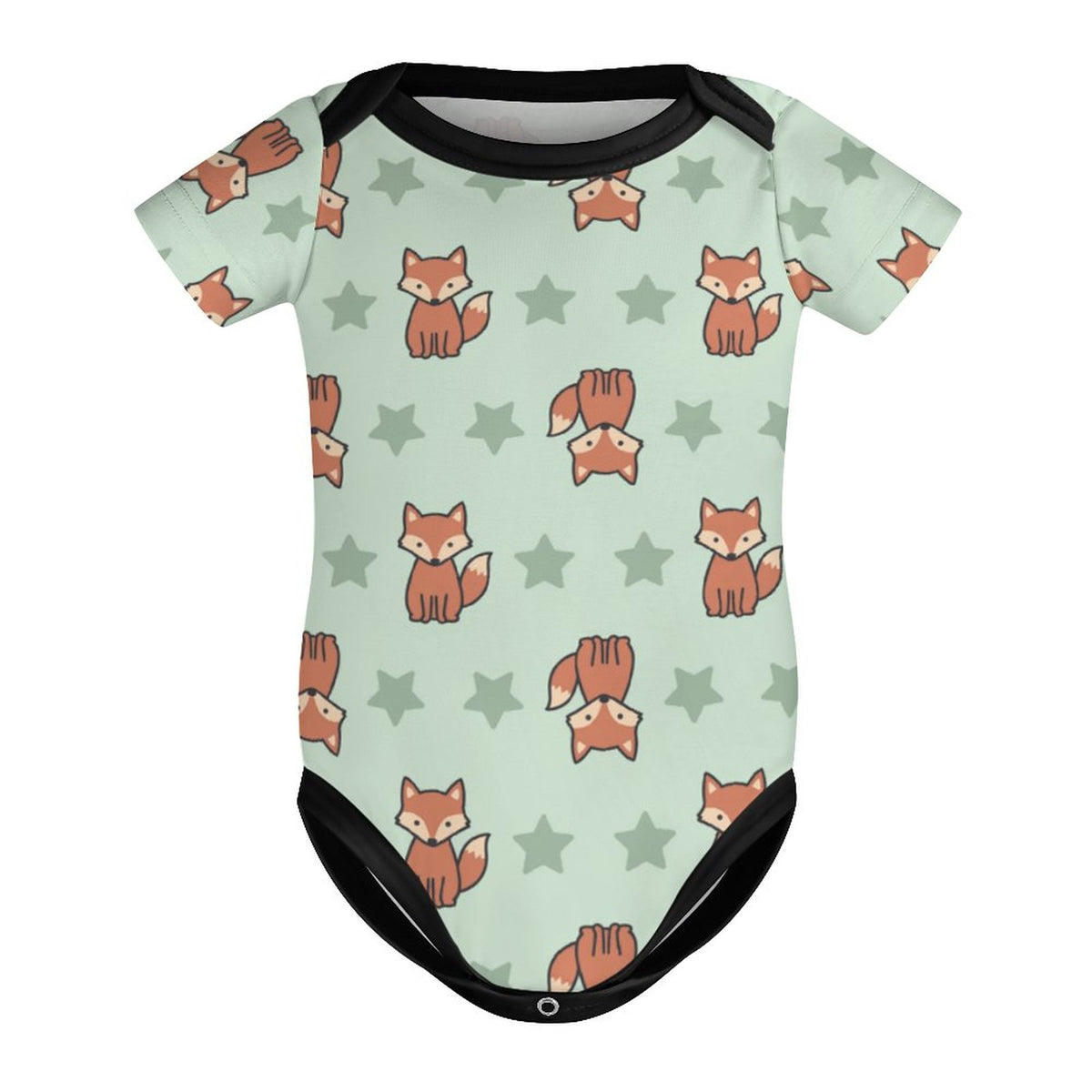 Cute Fox Print Short Sleeve Baby Romper | 220gsm