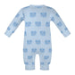 Cute Elephant Print Light Blue Baby Cotton Romper