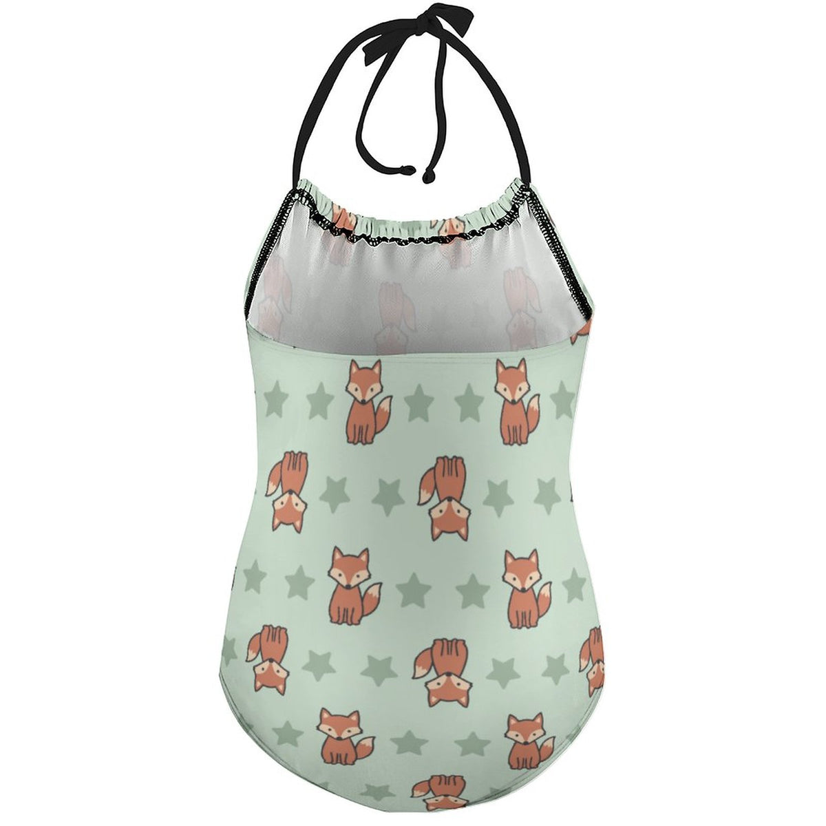 Cute Fox Print Halter Girls Swimsuit | One-Piece AOP