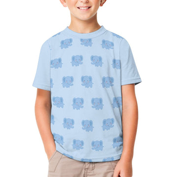 Kids' Cute Elephant Print Light Blue T-Shirt