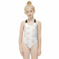 Girls' Geometric Print Cross-Back One-Piece Swimsuit