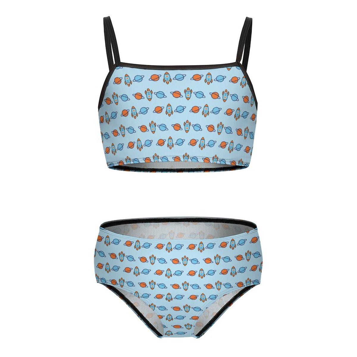 Outer Space Rocket Cami Strap Girls Bikini Set