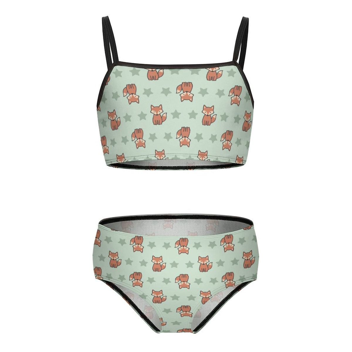 Cute Fox Print Cami Bikini Set for Girls | Custom AOP