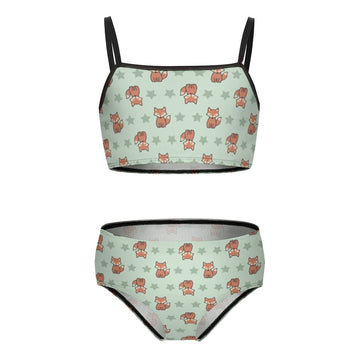 Cute Fox Print Cami Bikini Set for Girls | Custom AOP