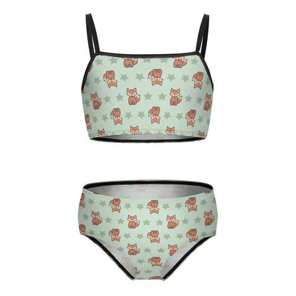 Cute Fox Print Cami Bikini Set for Girls | Custom AOP