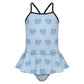 Girls' Blue Elephant Skirted Ruffle Swimsuit