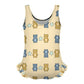 Girls Cute Bear Print Ruffled One-Piece Swimsuit