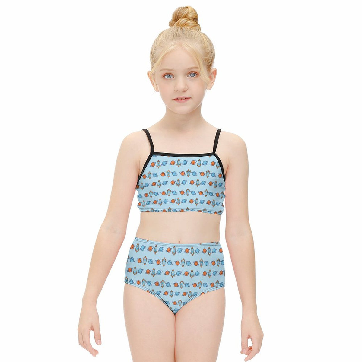 Outer Space Rocket Cami Strap Girls Bikini Set