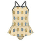 Girls Bear Print Strappy Swimsuit