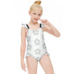Girls' Geometric Star Ruffle One-Piece Swimsuit
