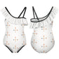 Girls' Geometric Print One-Shoulder Ruffle Swimsuit