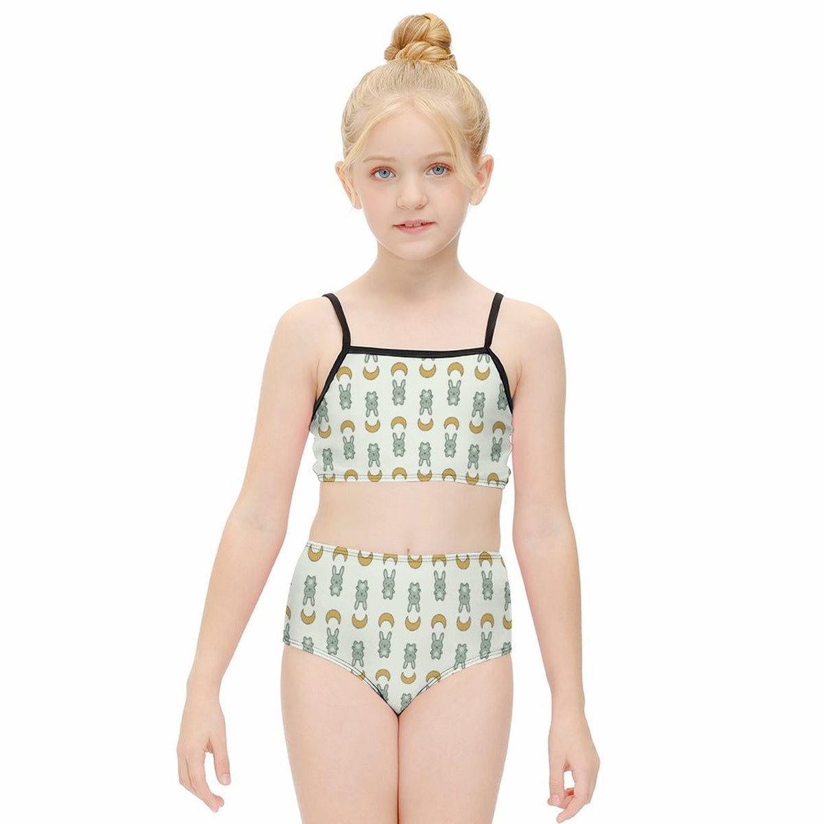 Cute Bunny & Moon Cami Bikini Set for Girls | AOP