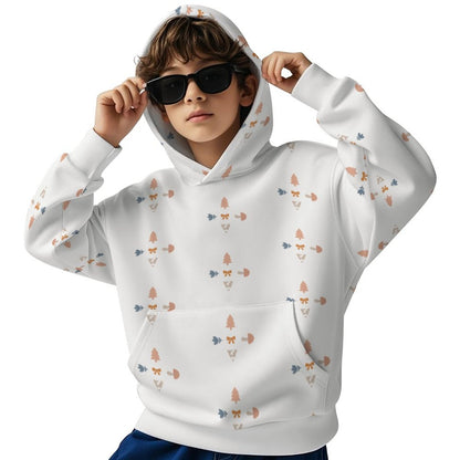 Kids' Geometric Print Hoodie No Drawstrings