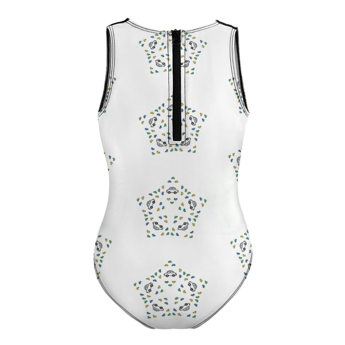 Girls' Geometric Star Zip-Back One-Piece Swimsuit