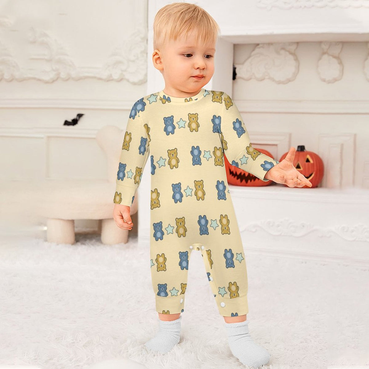 Cute Baby Long Sleeve Bear Print Romper Bodysuit
