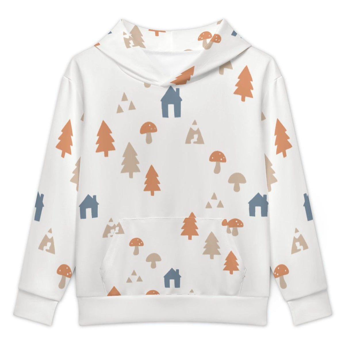 230GSM White Forest Pattern Kids' Pullover Hoodie