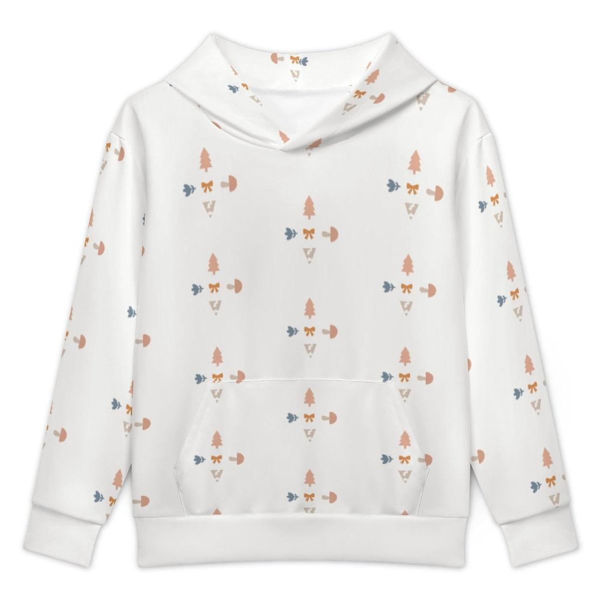Kids' Geometric Print Hoodie No Drawstrings